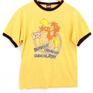 Vintage Cocoa Puffs Shirt Womens Yellow Short Sleeve 2007 Big Logo Graphic Large